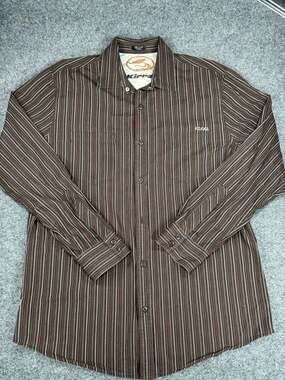 Kirra Men's Long Sleeve Striped Cotton Button Down Shirt